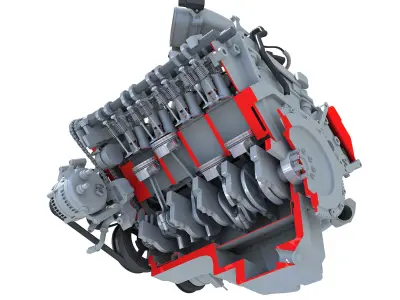  Sectioned V8 Engine 3D model
