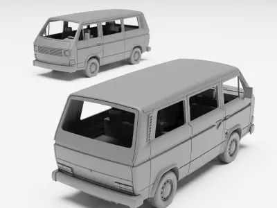 VW T3 - H0 scale van model kit 3D print model