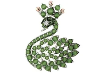 Swan pendant or brooche with style 3D print model