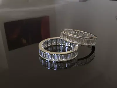 Channel Set Baguette Cut Wedding Band  3D print model