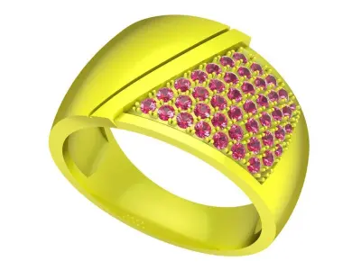 Luxury Diagonal Pave Gemstone Ring for Women 4521 3D print model