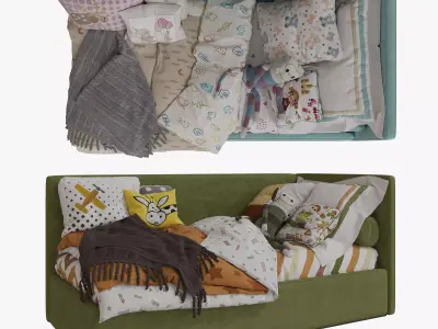 Single Beds 02 GIRLS and BOY 3D model