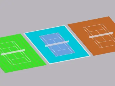 Tennis Courts Collection Low-poly 3D model