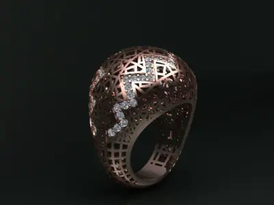 diamond ring  3D print model 9