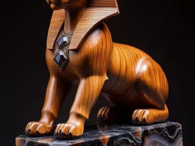 Pharaohs Guardian Egyptian Sphinx Sculpture Low-poly 3D model