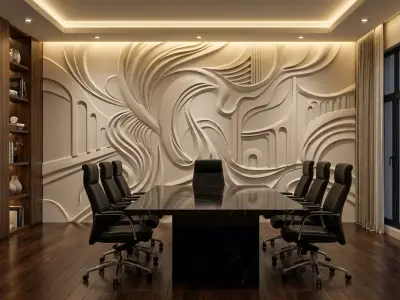 Modern Abstract Relief Panel Wall Decor Set STL Mural CNC 316  3D model