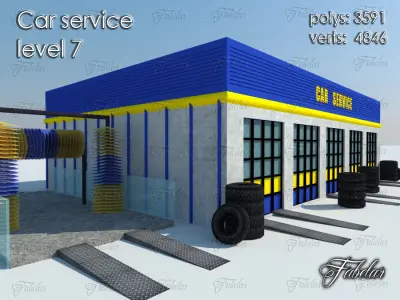 Car service level Low-poly 3D model
