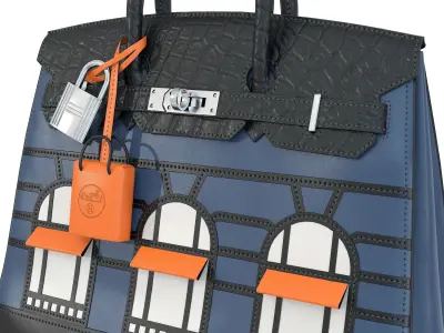 Hermes Birkin Faubourg Bag Blue Low-poly 3D model