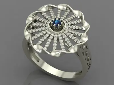 ladies Diamond Ring 3D print model 13