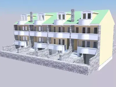 Sketchup exterrior scene model Houses in a row 3D model