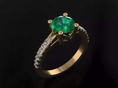 Engagement Ring with Round Diamond 3D print model