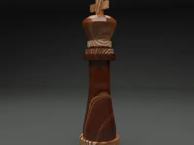 Chess set wooden piece Free low-poly 3D model