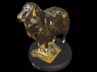 Steampunk Sheep Rock Low-poly 3D model