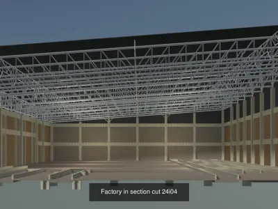 Industrial buildings in section cut set 01 3D Model Collection
