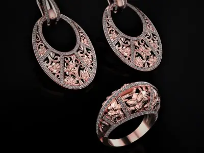 Ring and Earrings 58 3D print model