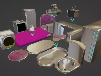 Simple Sci-Fi Furniture Pack Free low-poly 3D model