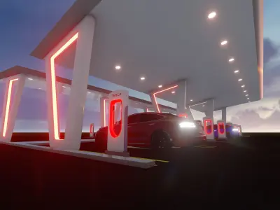 Electric Vehicle Charging Station 2 3D model 3D model