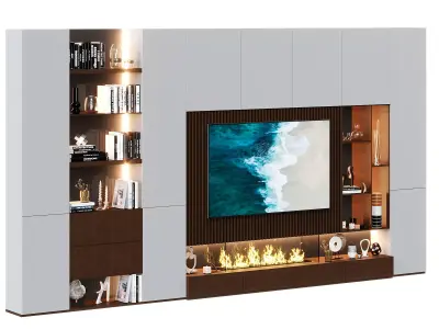 TV Wall set 173 3D Model 3D model