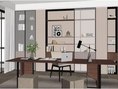 Modern Light Luxury Study Room 3D model buy