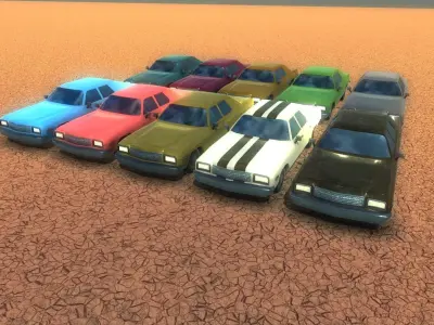 PBR Large American Car low-poly AR VR Low-poly 3D model