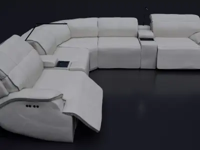 White Leather Luxury Livingroom 3D model
