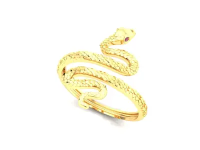 Gold Snake Ring Emerald Eyes Jewelry Rings Printable 3D print model