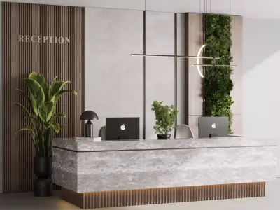 Reception desk  office furniture 08 Low-poly 3D model