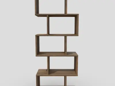 Shelf 8 wooden bookcase with four shelves Low-poly 3D model