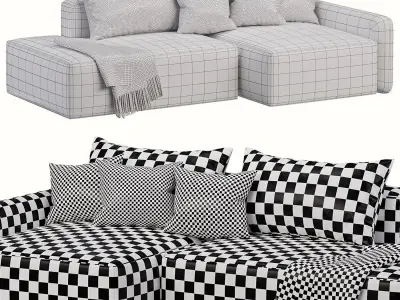 Corner sofa bed Portland grey 3D model