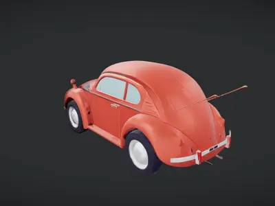 classic red Volkswagen Beetle car 3D model