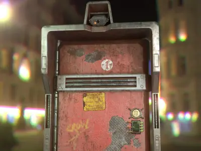 Cyberpunk Security Door Low-poly 3D model