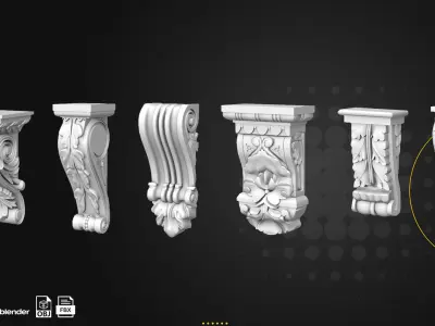 33 Carved Bracket Low-poly 3D model