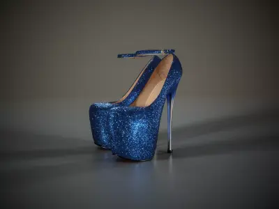 Stiletto Plateau Shoes Low-poly 3D model