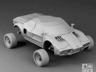 Futuristic sedan 3D print model