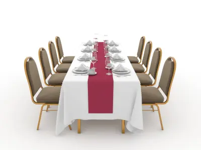Banquet Table and Chair 90 3D model