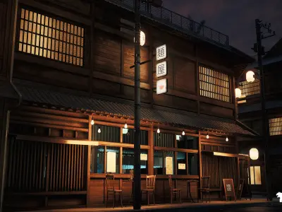 Ramen Restaurant Environment Low-poly 3D model
