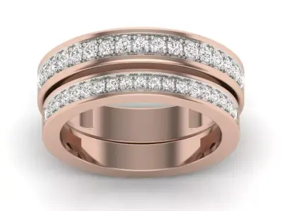 Solitaire Couple Band Ring 3dm stl render detail 3D print model