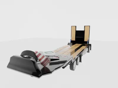 Low Loader Trailer Low-poly 3D model