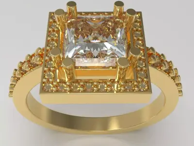 Statement ring with cube halo 3D print model