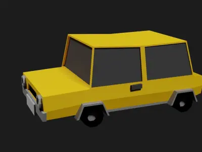 Lowpoly Comicstyle Car Low-poly 3D model
