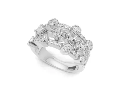 Women Round Diamond Multi Band Ring  3D print model