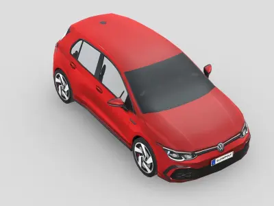 Volkswagen Golf GTI 2020 Low-poly 3D model