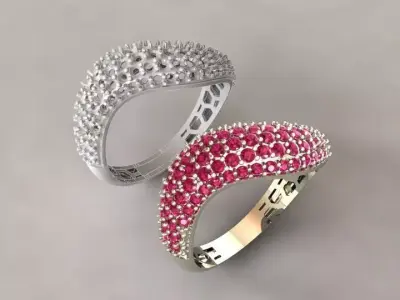curvy printable diamond ring 3D print model