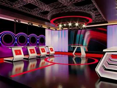 Virtual Game Show Set Design Low-poly 3D model