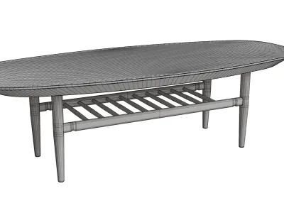 White Oak Oval Coffee Table Low-poly 3D model