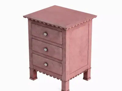 Old Wooden Dresser A 03 Low-poly 3D model