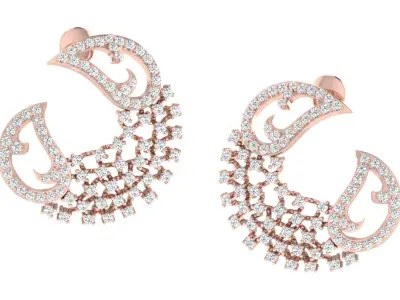 Light Weight Rose Gold Diamond Earring  -EAR-028 3D print model