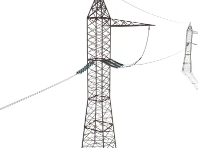 Electricity Pole 17 Weathered Low-poly 3D model