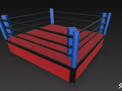 Boxing Ring Blue Corner Low-poly 3D model