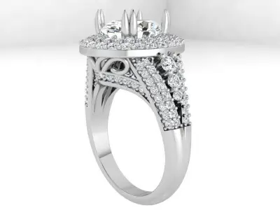 Oval Double Halo Luxury Ring 3971 3D print model